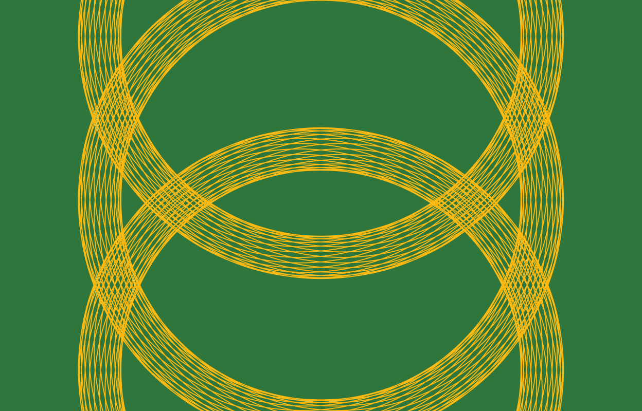 Yellow line graphic on a dark green background
