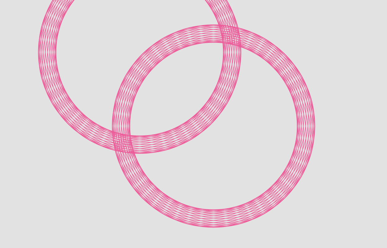 Magenta circular line graphic on a grey background