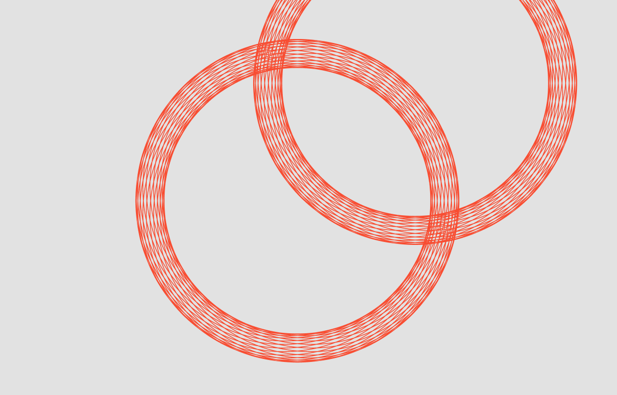 Red circular line graphic on a grey background